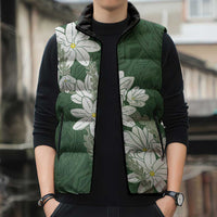 Ia Orana Tahiti Tiare Sleeveless Puffer Jacket Sage Green Lei - Polynesian Pride