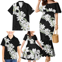 Ia Orana Tahiti Tiare Family Matching Mermaid Dress and Hawaiian Shirt Black Lei LT7 - Polynesian Pride