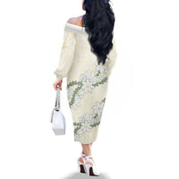 Ia Orana Tahiti Tiare Family Matching Off The Shoulder Long Sleeve Dress and Hawaiian Shirt Lemon Yellow Lei LT7 - Polynesian Pride