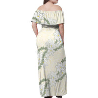 Ia Orana Tahiti Tiare Family Matching Off Shoulder Maxi Dress and Hawaiian Shirt Lemon Yellow Lei LT7 - Polynesian Pride
