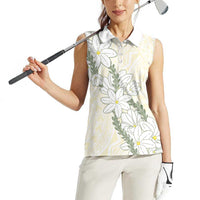 Ia Orana Tahiti Tiare Women Sleeveless Polo Shirt Lemon Yellow Lei - Polynesian Pride