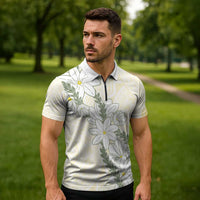 Ia Orana Tahiti Tiare Zipper Polo Shirt Lemon Yellow Lei - Polynesian Pride