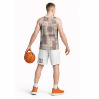Hawaiian Quilt Tapa On Beige Palaka Motifs Basketball Jersey