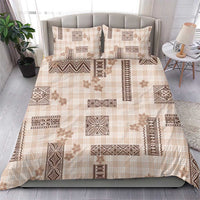 Hawaiian Quilt Tapa On Beige Palaka Motifs Bedding Set