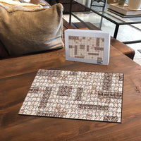 Hawaiian Quilt Tapa On Beige Palaka Motifs Puzzle LT7 - Polynesian Pride