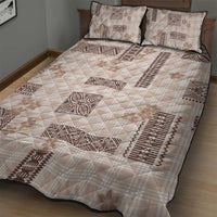 Hawaiian Quilt Tapa On Beige Palaka Motifs Quilt Bed Set