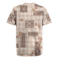 Hawaiian Quilt Tapa On Beige Palaka Motifs Rugby Jersey