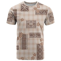 Hawaiian Quilt Tapa On Beige Palaka Motifs T Shirt