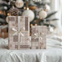 Hawaiian Quilt Tapa On Beige Palaka Motifs Wrapping Paper