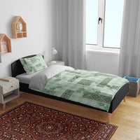 Hawaiian Quilt Tapa On Pastel Mint Palaka Motifs Bedding Set LT7 - Polynesian Pride