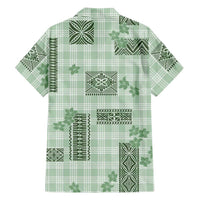 Hawaiian Quilt Tapa On Pastel Mint Palaka Motifs Family Matching Puletasi and Hawaiian Shirt LT7 - Polynesian Pride