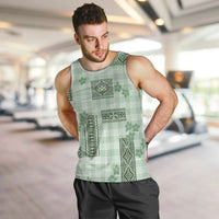 Hawaiian Quilt Tapa On Pastel Mint Palaka Motifs Men Tank Top