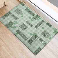 Hawaiian Quilt Tapa On Pastel Mint Palaka Motifs Rubber Doormat