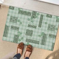 Hawaiian Quilt Tapa On Pastel Mint Palaka Motifs Rubber Doormat