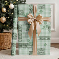Hawaiian Quilt Tapa On Pastel Mint Palaka Motifs Wrapping Paper