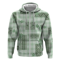 Hawaiian Quilt Tapa On Pastel Mint Palaka Motifs Zip Hoodie