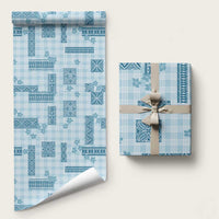 Hawaiian Quilt Tapa On Cold Blue Palaka Motifs Wrapping Paper
