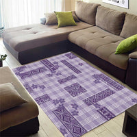 Hawaiian Quilt Tapa On Lilac Palaka Motifs Area Rug