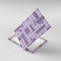 Hawaiian Quilt Tapa On Lilac Palaka Motifs Canvas Wall Art