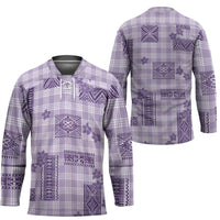 Hawaiian Quilt Tapa On Lilac Palaka Motifs Hockey Jersey
