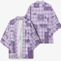 Hawaiian Quilt Tapa On Lilac Palaka Motifs Kimono