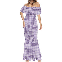 Hawaiian Quilt Tapa On Lilac Palaka Motifs Mermaid Dress LT7 - Polynesian Pride