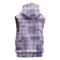 Hawaiian Quilt Tapa On Lilac Palaka Motifs Sleeveless Zip Hoodie