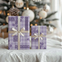 Hawaiian Quilt Tapa On Lilac Palaka Motifs Wrapping Paper