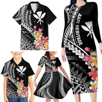AAPI Heritage Month Family Matching Long Sleeve Bodycon Dress and Hawaiian Shirt Kanaka Hawaii Plumeria LT7 - Polynesian Pride