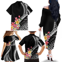 AAPI Heritage Month Family Matching Off The Shoulder Long Sleeve Dress and Hawaiian Shirt Kanaka Hawaii Plumeria LT7 - Polynesian Pride