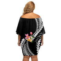 AAPI Heritage Month Off Shoulder Short Dress Kanaka Hawaii Plumeria LT7 - Polynesian Pride
