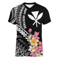 AAPI Heritage Month Women V Neck T Shirt Kanaka Hawaii Plumeria