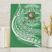 Tonga Liahona High School Personalized Canvas Wall Art Ngatu Tokelaufeletoa Motifs LT7 Without Frame Green - Polynesian Pride