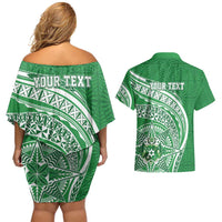 Tonga Liahona High School Personalized Couples Matching Off Shoulder Short Dress and Hawaiian Shirt Ngatu Tokelaufeletoa Motifs LT7 - Polynesian Pride