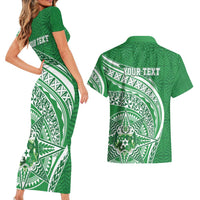 Tonga Liahona High School Personalized Couples Matching Short Sleeve Bodycon Dress and Hawaiian Shirt Ngatu Tokelaufeletoa Motifs LT7 - Polynesian Pride
