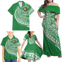 Tonga Liahona High School Personalized Family Matching Off Shoulder Maxi Dress and Hawaiian Shirt Ngatu Tokelaufeletoa Motifs LT7 - Polynesian Pride