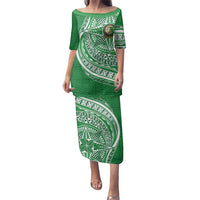 Tonga Liahona High School Personalized Family Matching Puletasi and Hawaiian Shirt Ngatu Tokelaufeletoa Motifs LT7 Mom's Dress Green - Polynesian Pride