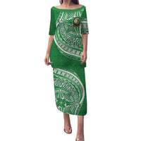 Tonga Liahona High School Personalized Puletasi Ngatu Tokelaufeletoa Motifs LT7 Long Dress Green - Polynesian Pride
