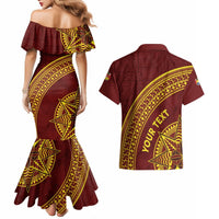 Tonga High School Couples Matching Mermaid Dress and Hawaiian Shirt THS Anniversary Ngatu Motif LT7 - Polynesian Pride