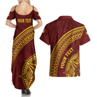 Tonga High School Couples Matching Summer Maxi Dress and Hawaiian Shirt THS Anniversary Ngatu Motif