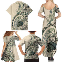 Aloha Hawaii Tapa Family Matching Summer Maxi Dress and Hawaiian Shirt Summer Green Hawaiian Ipu LT7 - Polynesian Pride