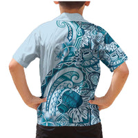 Aloha Hawaii Tapa Family Matching Mermaid Dress and Hawaiian Shirt Cool Turquoise Hawaiian Ipu LT7 - Polynesian Pride