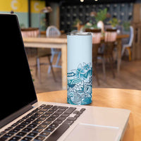 Aloha Hawaii Tapa Skinny Tumbler Cool Turquoise Hawaiian Ipu - Polynesian Pride