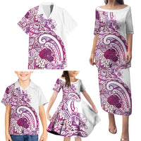 Aloha Hawaii Tapa Family Matching Puletasi and Hawaiian Shirt Vibrant Fuchsia Hawaiian Ipu LT7 - Polynesian Pride