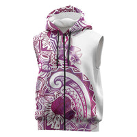 Aloha Hawaii Tapa Sleeveless Zip Hoodie Vibrant Fuchsia Hawaiian Ipu LT7
