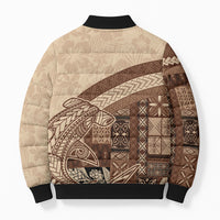 Samoa Mamanu Siapo Mocha Bomber Puffer Jacket Tatau Malie