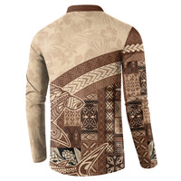 Samoa Mamanu Siapo Mocha Button Sweatshirt Tatau Malie