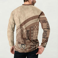 Samoa Mamanu Siapo Mocha Button Sweatshirt Tatau Malie