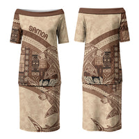 Samoa Mamanu Siapo Mocha Couples Matching Puletasi and Hawaiian Shirt Tatau Malie