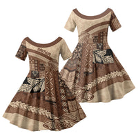Samoa Mamanu Siapo Mocha Family Matching Puletasi and Hawaiian Shirt Tatau Malie